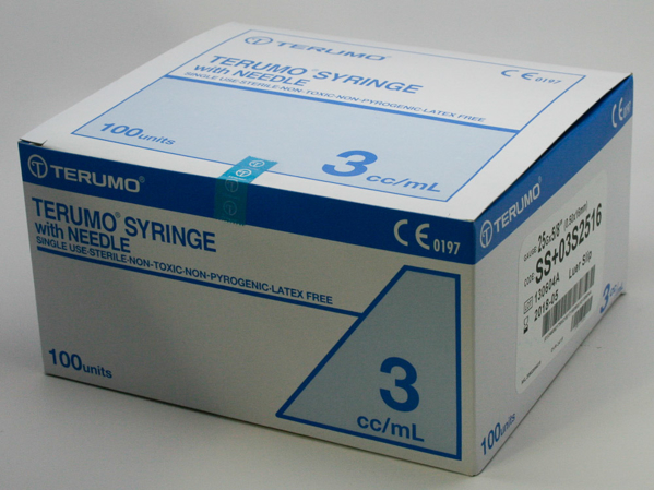 Picture of Syringe 3mL with 25G x 5/8" Needle Terumo 100s