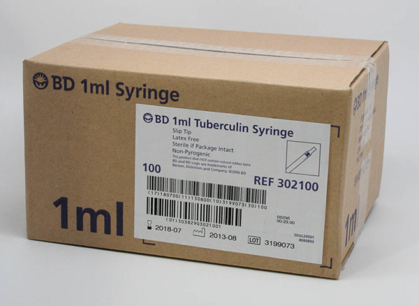 Picture of Syringe 1mL Luer Slip Tuberculin BD Plastipak 100s