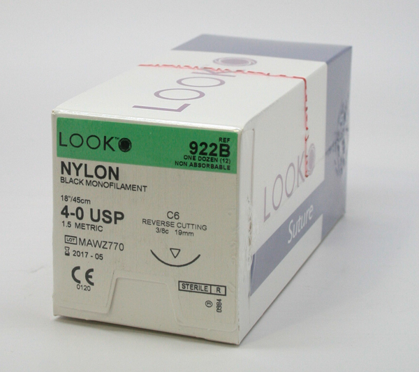 Picture of Suture Nylon 4/0 19mm 12s 922B