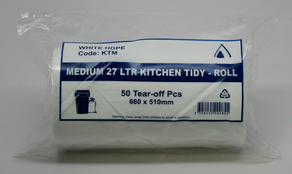 Picture of Garbage Bags Kitchen Tidies White 27L 50s
