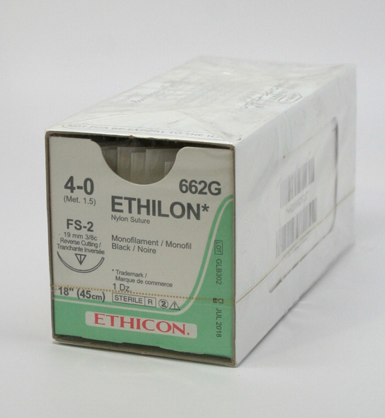 Picture of Suture Nylon 4/0 19mm Ethilon 12s 662G